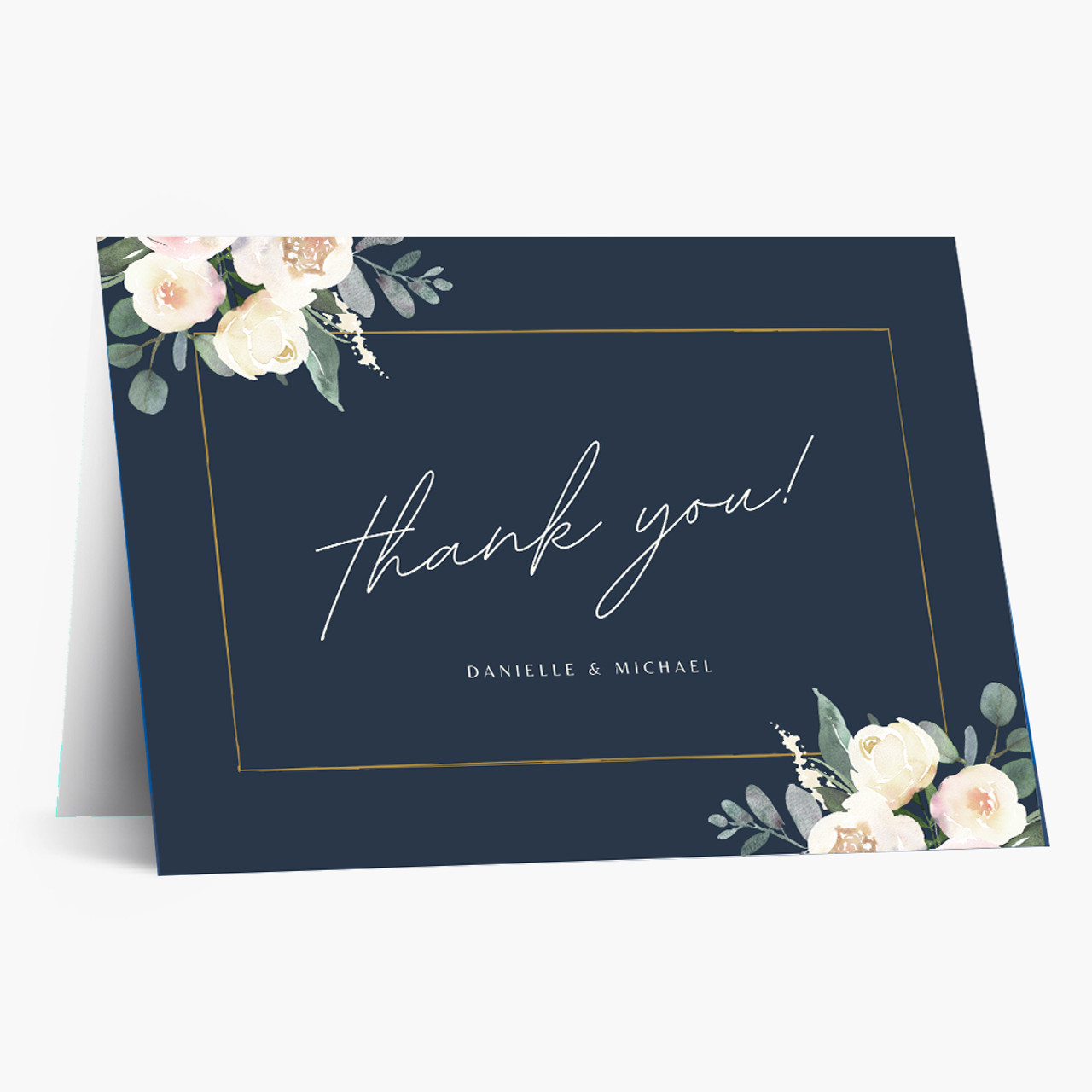  Blue Floral Thank You Card