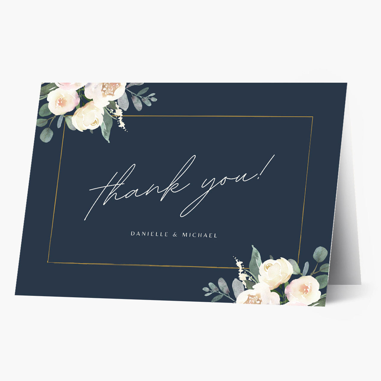  Blue Floral Thank You Card