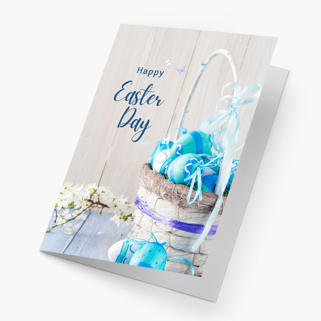 Blue Happy Easter Greeting Card
