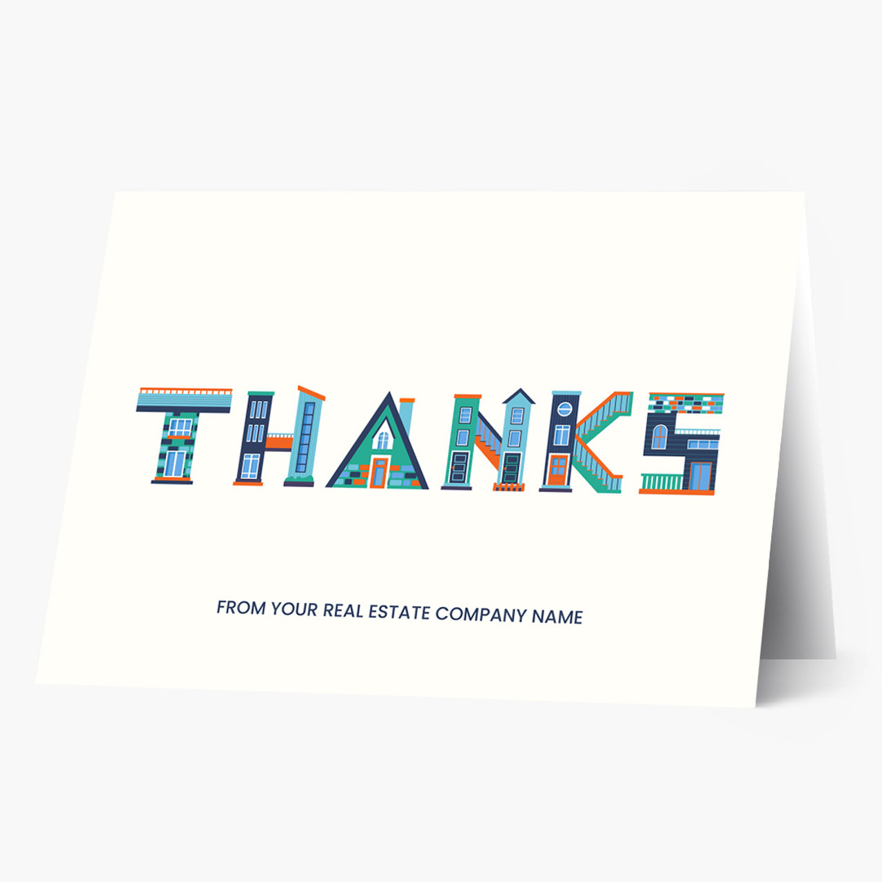 Houses Typography Thank You Card