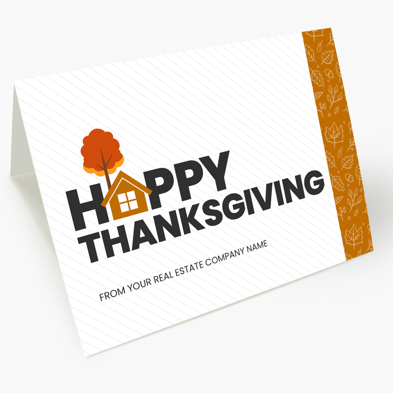 Striped Happy Thanksgiving House Thanksgiving Card
