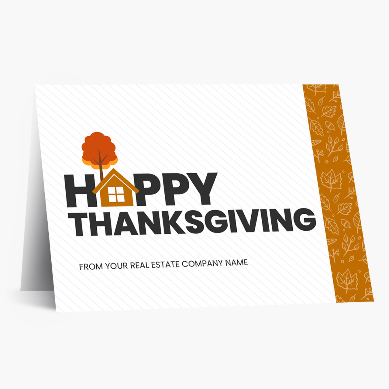 Striped Happy Thanksgiving House Thanksgiving Card