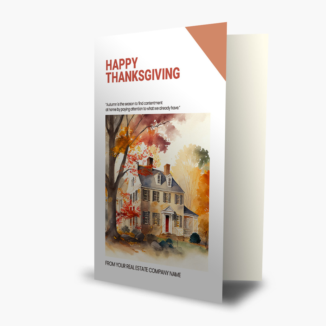 Watercolor Autumn Home Thanksgiving Card