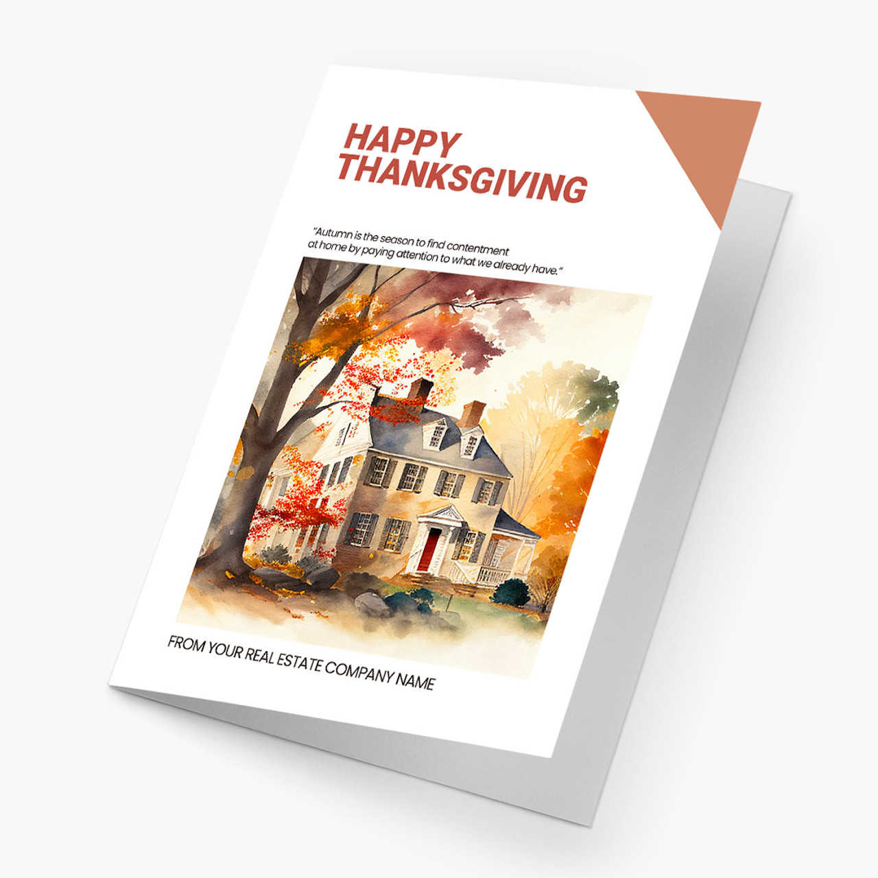 Watercolor Autumn Home Thanksgiving Card