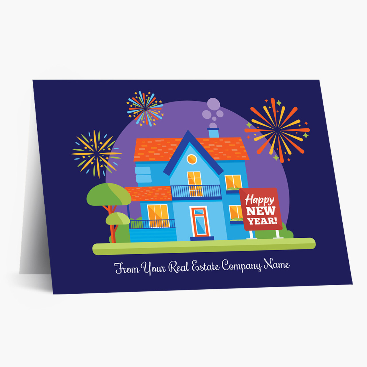 Bright Colored Home New Year Card