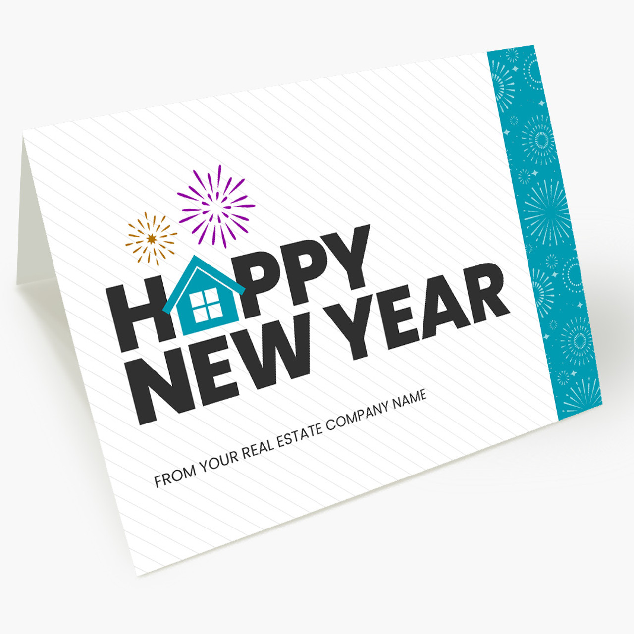 Striped Happy New Year House New Year Card