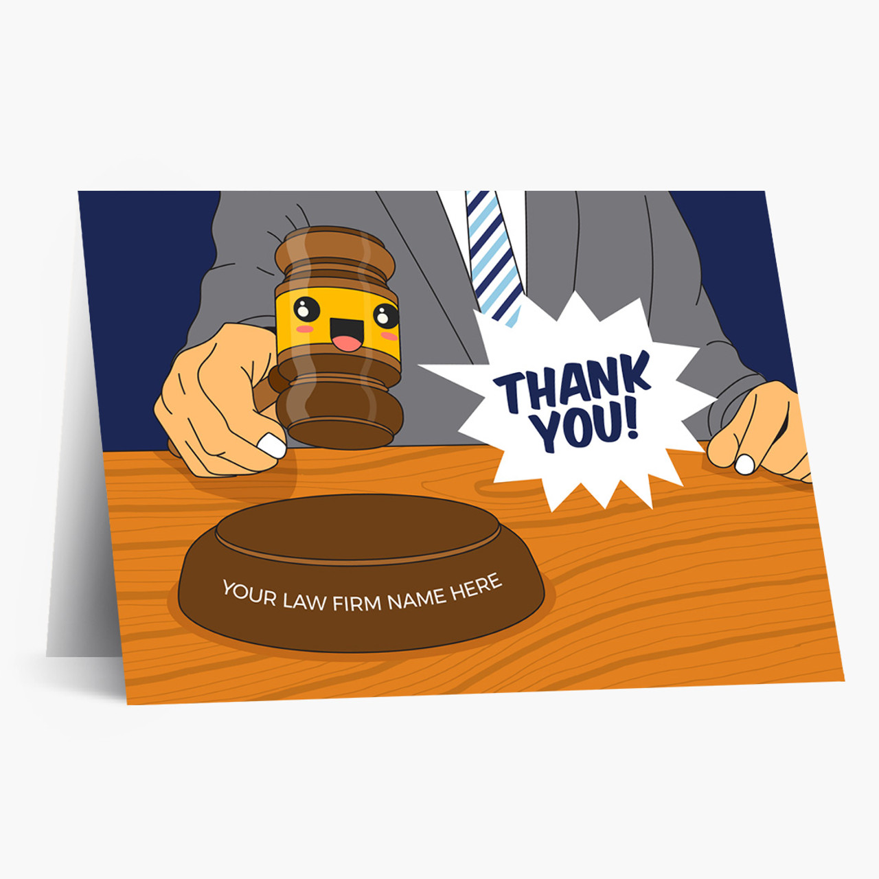 Cartoon Judge Hammer Thank You Card