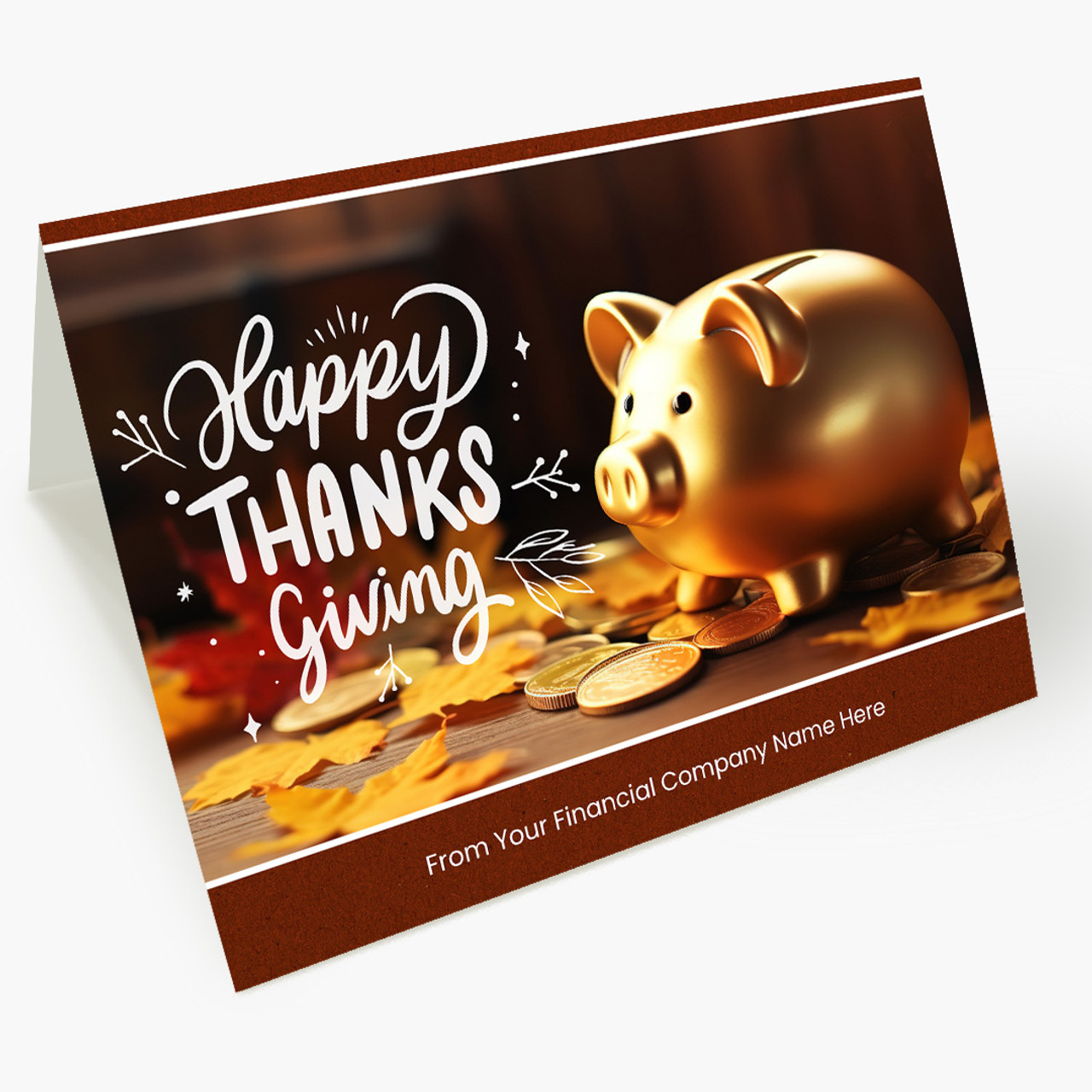 Autumn Piggy Bank Thanksgiving Card