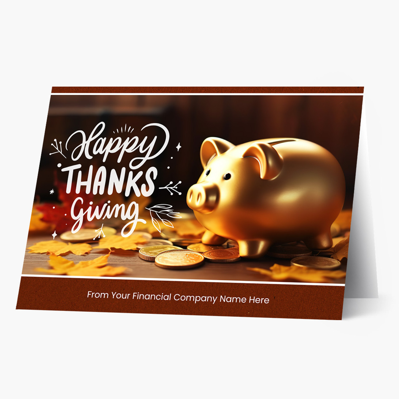 Autumn Piggy Bank Thanksgiving Card