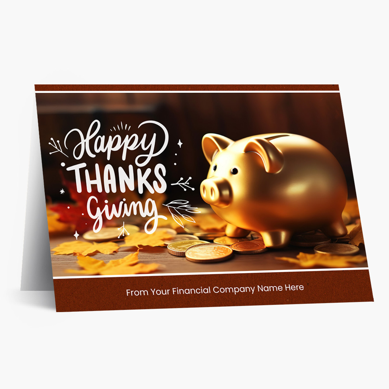 Autumn Piggy Bank Thanksgiving Card