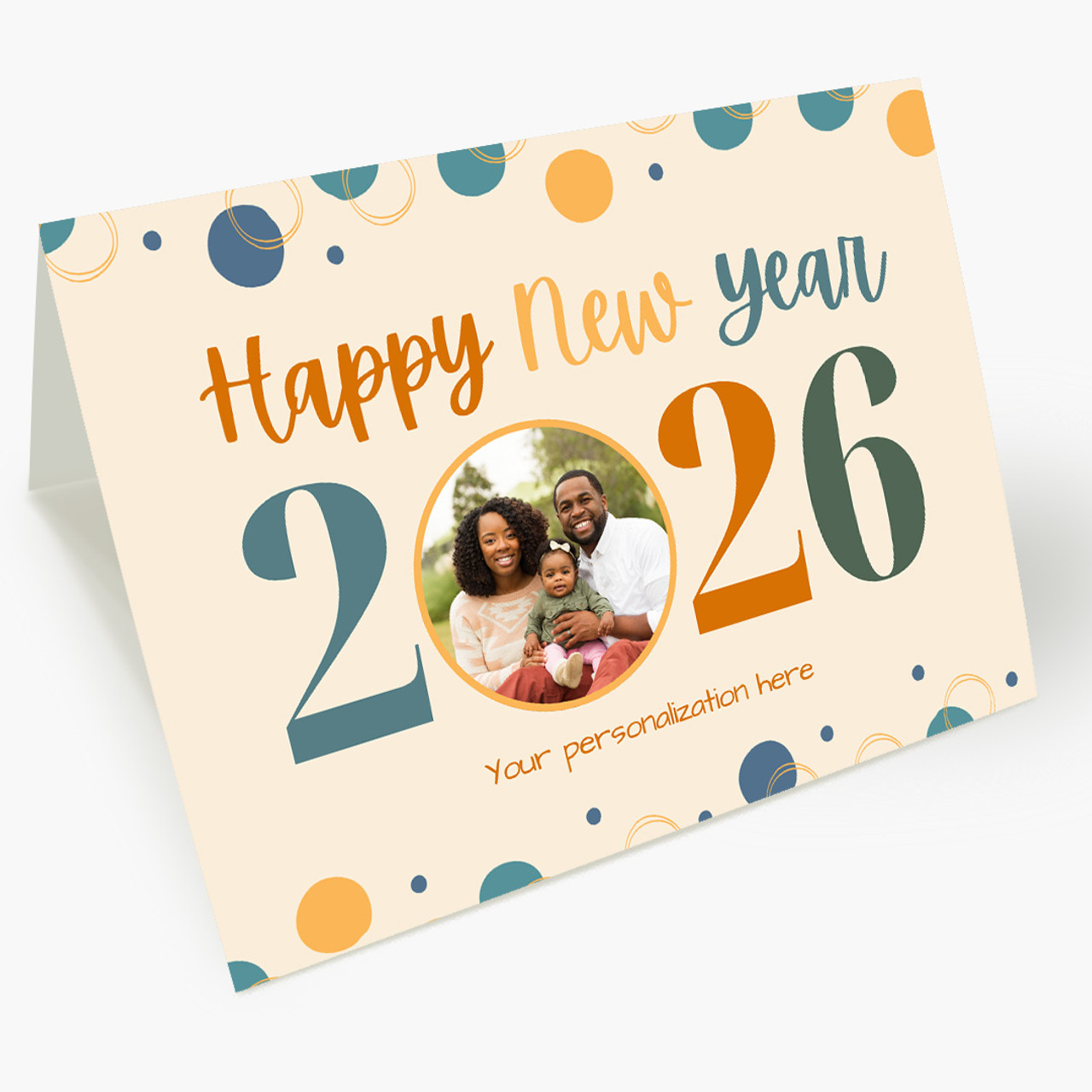 Cheerful Circles New Year Photo Card