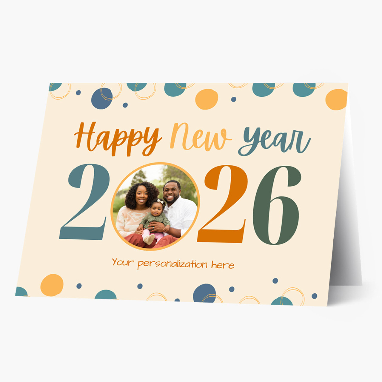 Cheerful Circles New Year Photo Card