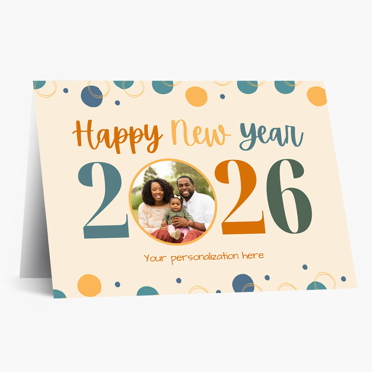 Cheerful Circles New Year Photo Card
