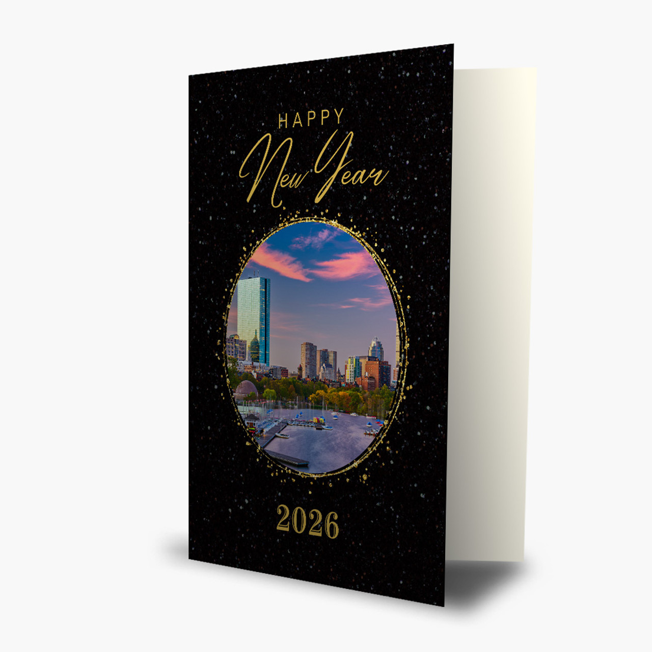 Golden View New Year Card - Boston