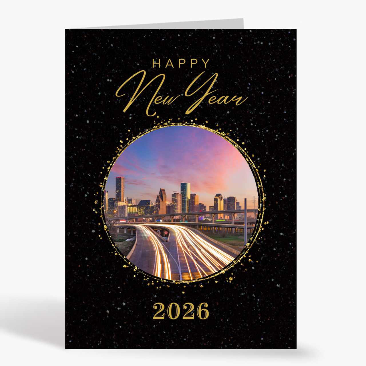 Golden View New Year Card - Houston