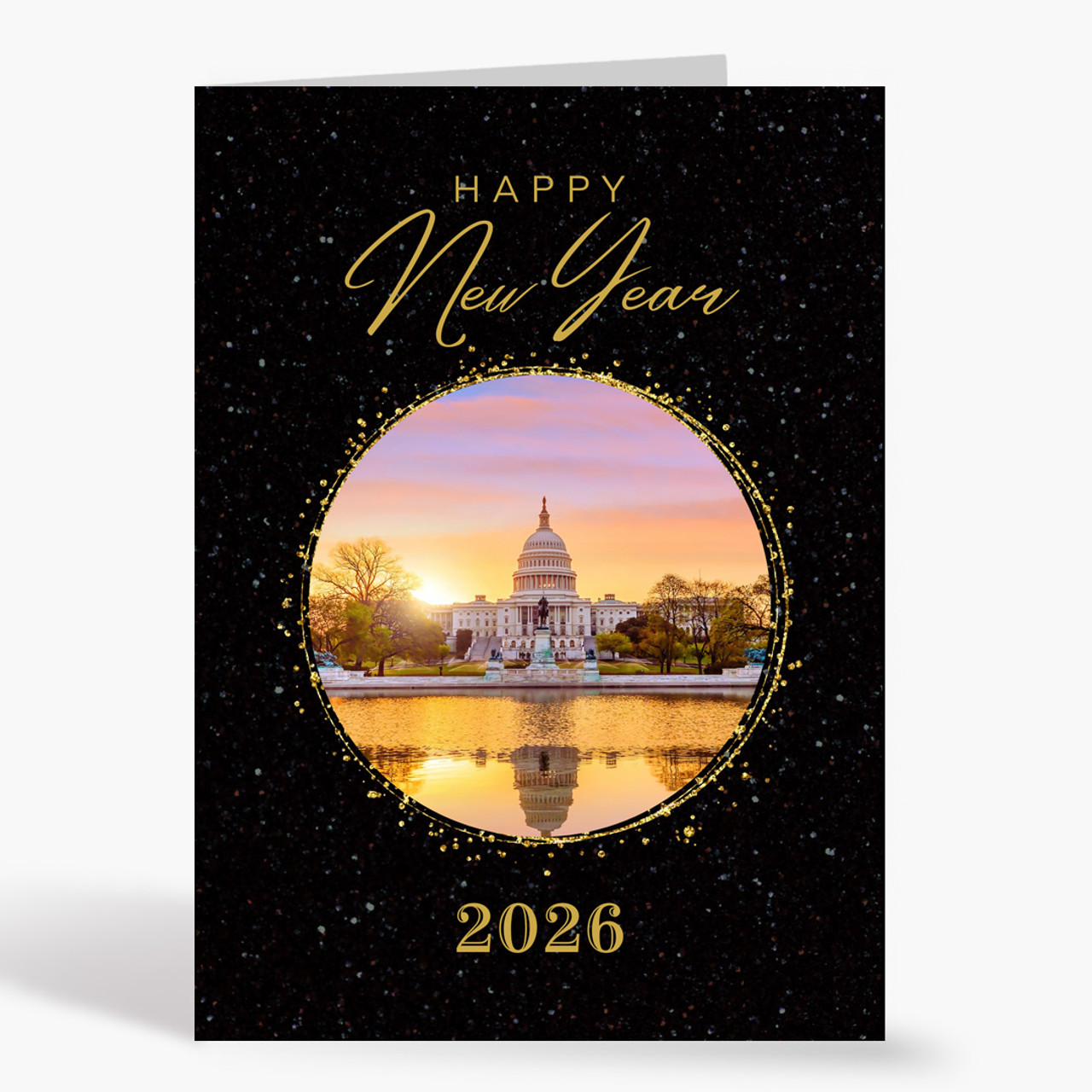 Golden View New Year Card - Washington