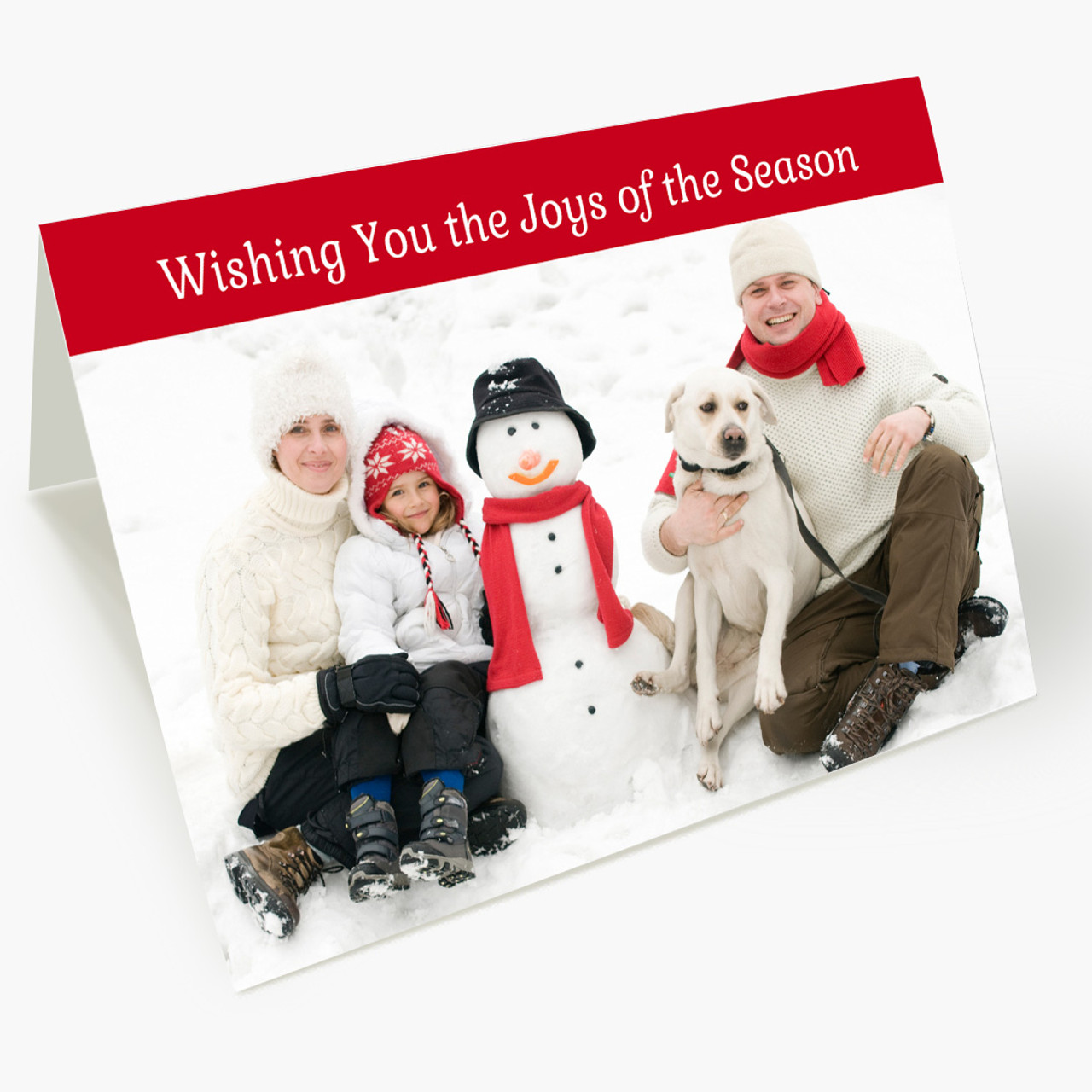 Red Top Border - Matte Finish Christmas Card