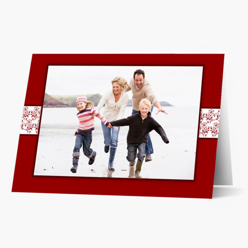 Red Flourish Accent - Matte Finish Christmas Card