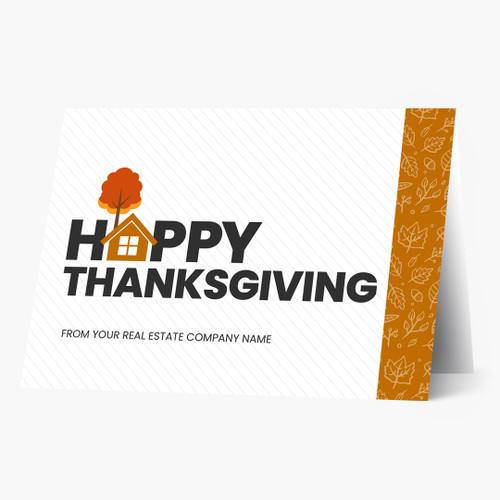 Striped Happy Thanksgiving House Thanksgiving Card