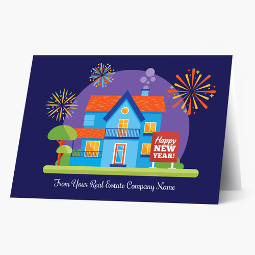 Bright Colored Home New Year Card