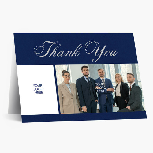 Blue Elegant Business Photo and Logo Card