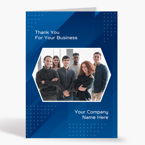 Blue Geometric Thank You Photo Card
