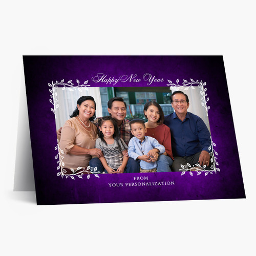 Purple Elegance New Year Photo Card
