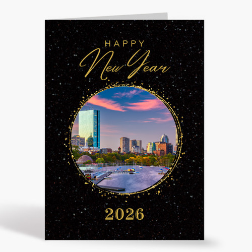 Golden View New Year Card - Boston