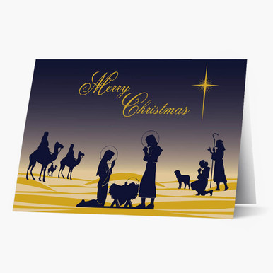 Holy Night Merry Christmas Card - Religious Christmas Cards