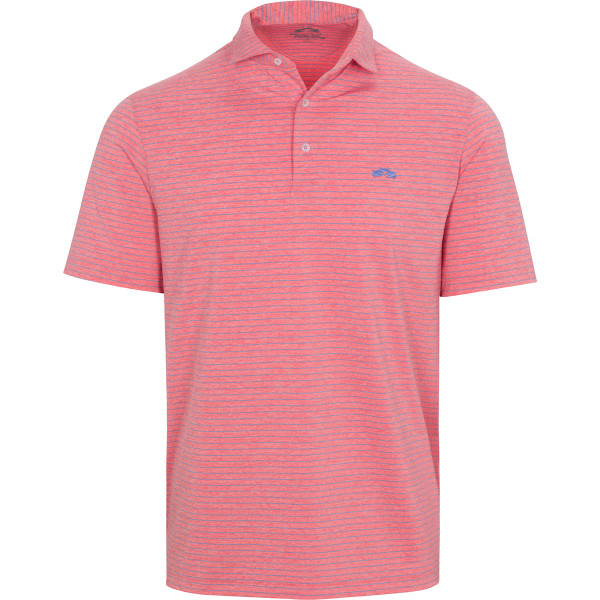 Performance Heather Stripe Polo-Red Blue