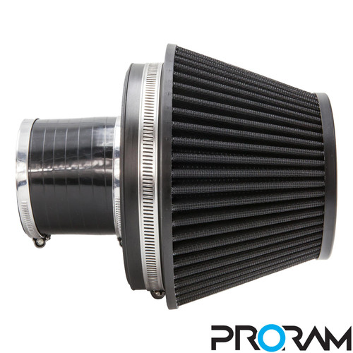 PR-CC-194-VS-70-BK-KIT - 70mm ID - PRORAM Medium Cone Air Filter with Trumpet and Silicone Coupling