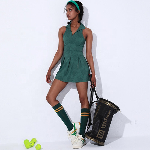 2 in 1 Sleeveless Super Soft Tennis Skirt Two Piece V Neck Sport Dress Girls