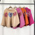 Print Ruffled Top With Middle Sleeves and Lapel Loose T-shirt for Women