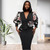 African New Design Office Style Mesh Puff Sleeve Floral Print Plus Size Dress