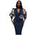 African New Design Office Style Mesh Puff Sleeve Floral Print Plus Size Dress