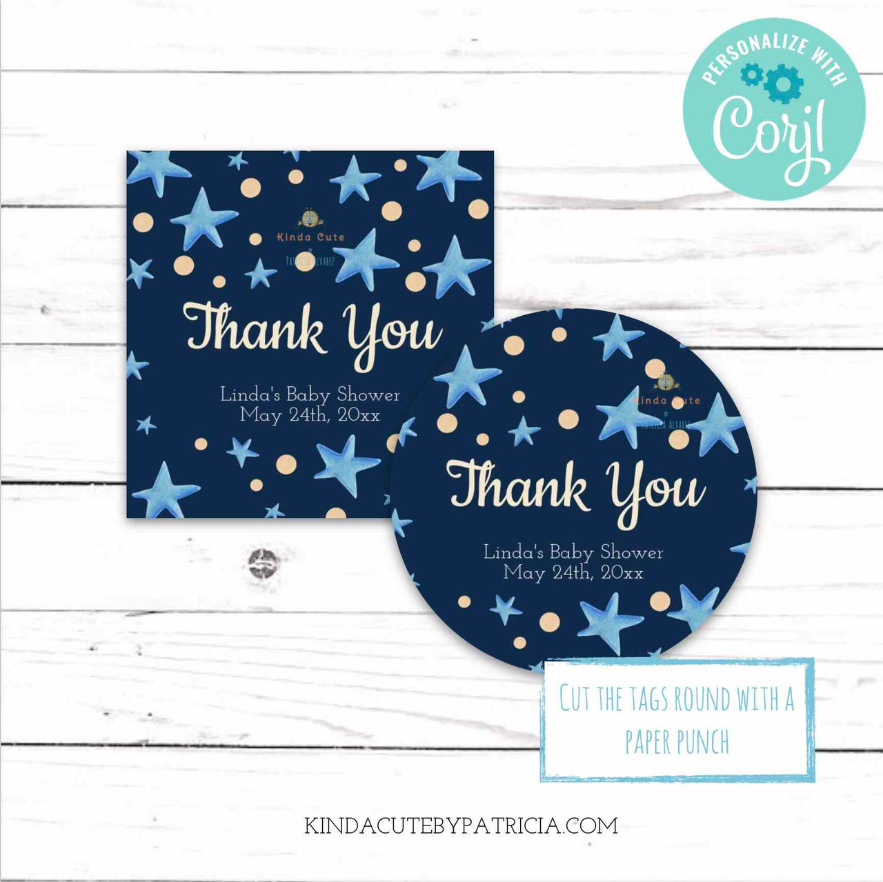 blue stars thank you stickers printable file kinda cute by patricia alvarez
