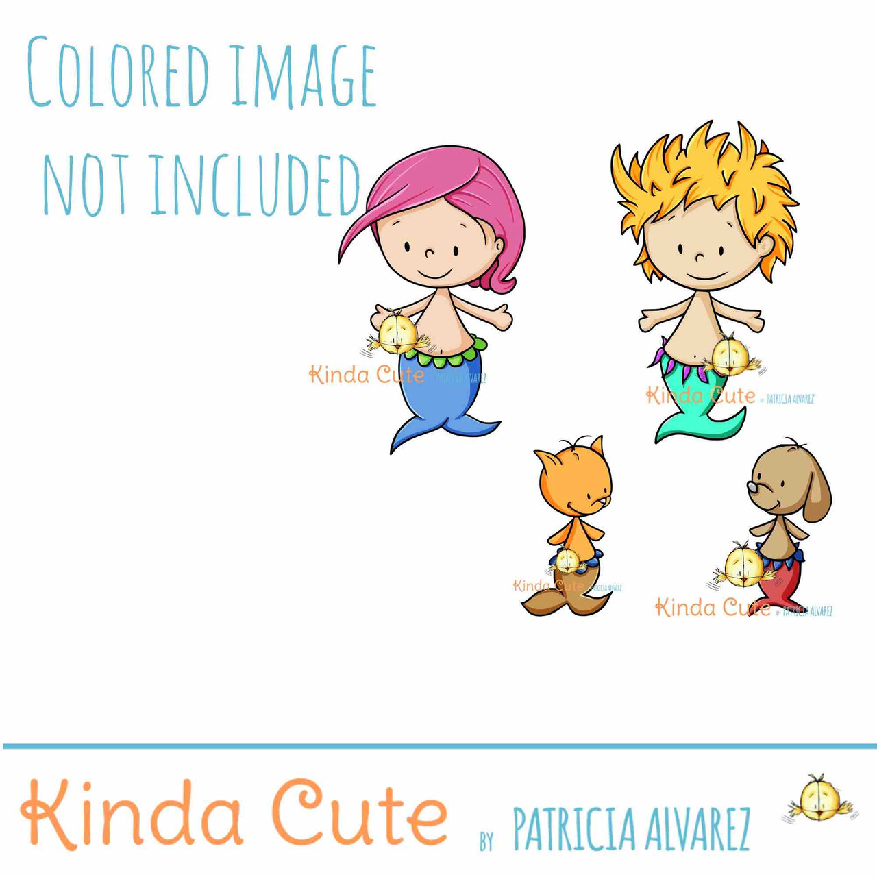 Download Mermaid Kids Digital Stamp Set Kinda Cute By Patricia Alvarez