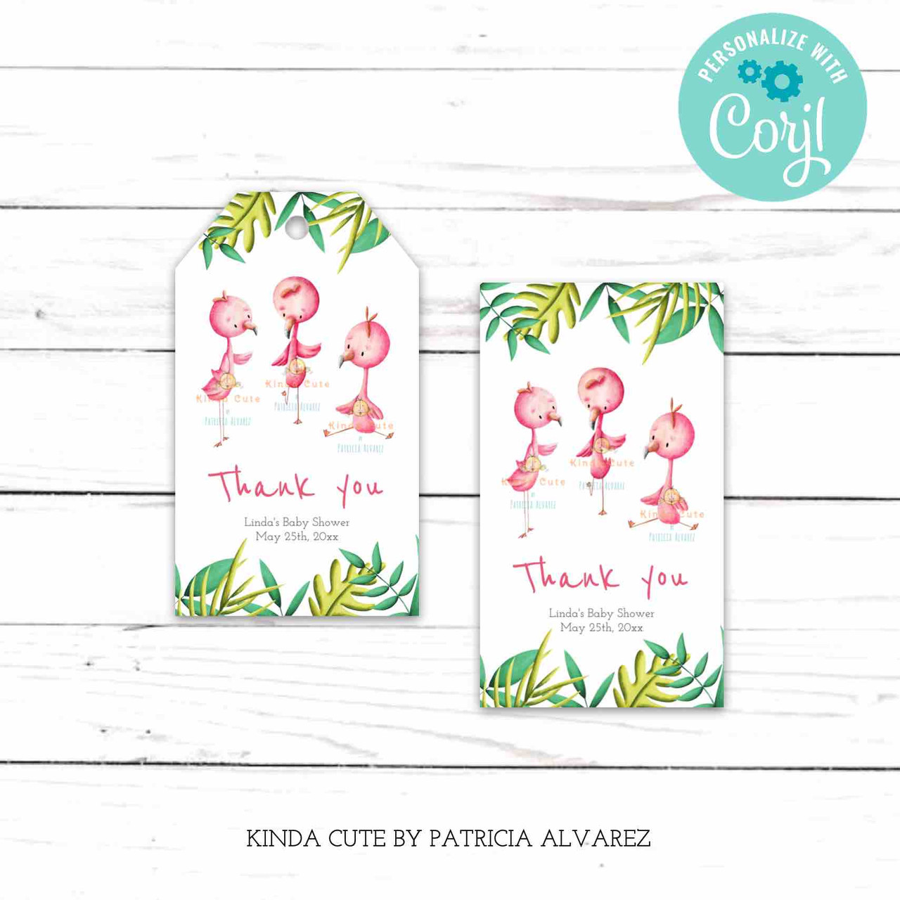 Editable Triplets Flamingo Thank You Tags Printable Flamingo Party Tags