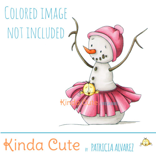 Ballerina snowman digital stamp. Black and white only. Colored only for reference.