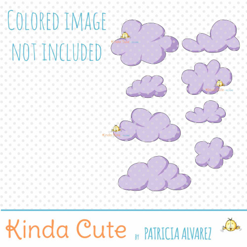 Round clouds digital stamp set