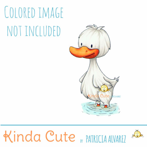 Happy duck in the water digital stamp.