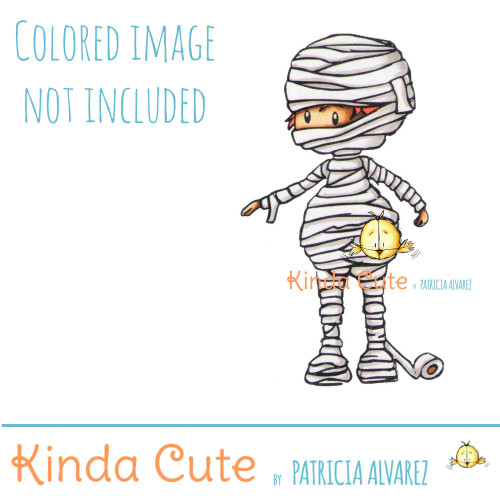 Boy digital stamp mummy. Black and white only. Colored only for reference.