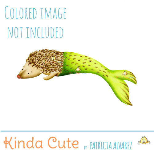 Mer hedgehog digital stamp
