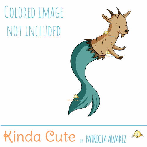 Mer-goat digital stamp