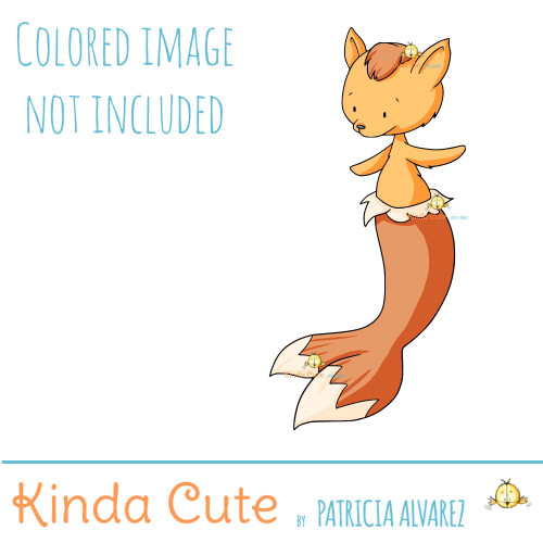 Mer-fox digital stamp