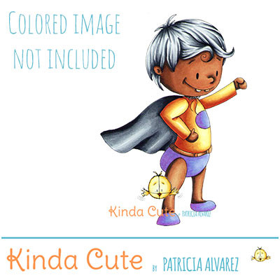 Superhero diaper baby digital stamp. Colored only for reference.