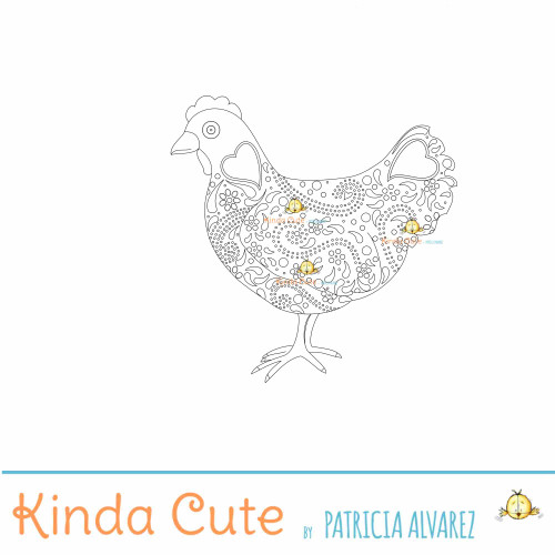 Hen Digital Stamp - Coloring page