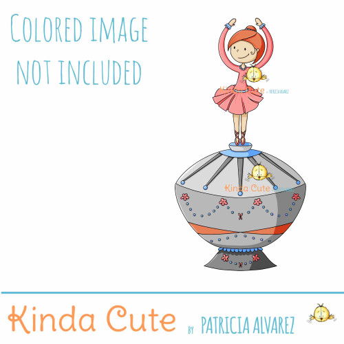 Ballerina music box digital stamp