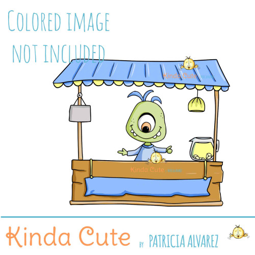 Lemonade Stand with Monster Digital Stamp
