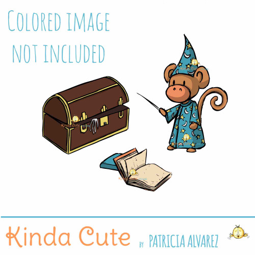 Monkey Magician digital stamp.